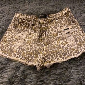 Leopard minkpink jean shorts